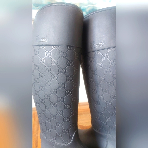 Gucci Black GG Rubber Boots / Wellingtons. Size EU 35 - Picture 5 of 7